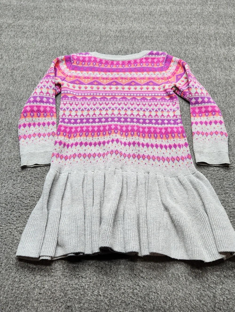Gap Kids Fair‎ Isle Sweater Dress Girls XS 4 5 Pink Gray Knit